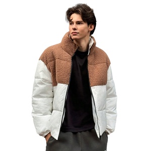 Veste matelassée pour homme de haute qualité, style tendance, à blocs de couleur, col montant, fermeture éclair, épaisse, pour l'hiver - Product Image 4