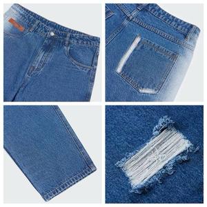 Jeans de Mezclilla para Hombre, Corte Recto, Ajuste Holgado, Cintura Alta, Desgastados y Rotos, Estilo Casual de Algodón, para Primavera - Product Image 2