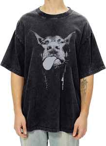 Oversized Men's T-Shirt With Dog Print Short Sleeve O-Neck Casual Jersey Cotton Tee <b>Animal</b> <b>Pattern</b> Front DTG Design Print Tee - Product Image 4