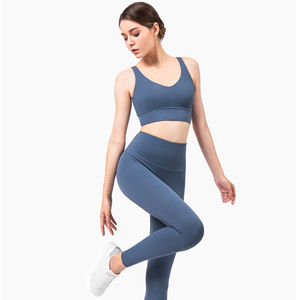 ชุดโยคะ 2 ชิ้น คุณภาพสูง สำหรับผู้หญิง เนื้อผ้านุ่มพิเศษ เอวยางยืด |   ชุดออกกำลังกายผ้าสแปนเด็กซ์ไนลอน ยกกระชับสะโพก กันลม ระบายอากาศได้ดี - Product Image 3