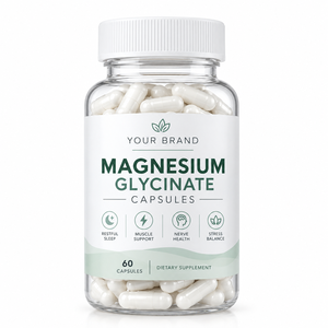 Capsules de glycinate de magnésium pour le bien-être quotidien, 60 unités, pour le soutien quotidien de la santé, approvisionnement en vrac de capsules de glycinate de magnésium - Product Image 1