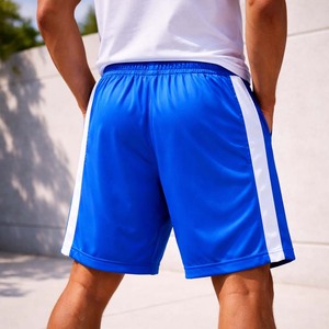 กางเกงขาสั้นกีฬาผู้ชายสีน้ำเงินพิมพ์โลโก้ตามสั่ง แห้งเร็ว เหมาะสำหรับวิ่งและออกกำลังกาย มีแถบข้าง ขายส่ง - Product Image 2