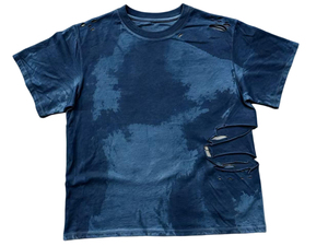 Distressed Acid Washed Breathable 100% Cotton Baggy Shirt Ripped O-Neck Short Sleeve OEM <b>Drop</b> Shoulder Loose Fit Oversized Hip - Product Image 3