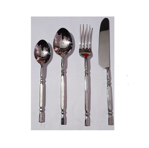Ensemble de couverts de luxe 4 pièces en acier inoxydable avec poignée perlée, durable, compatible lave-vaisselle, couteau, fourchette, cuillère, finition poli miroir - Product Image 1