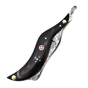 Couteaux de survie et de camping faits à la main en acier Damas, ultra-affûtés, avec manche en Micarta et étui en cuir, Pasha Enterprises - Product Image 4