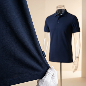 Camiseta Deportiva de Manga Corta con Estampado de Tiburón Azul Marino para Hombre, Transpirable, de Poliéster, con Logotipo Personalizado, para Golf al Aire Libre - Product Image 2