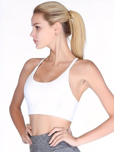Women Mesh Back Strappy Sports Bra Scoop <b>Neck</b> <b>Padded</b> Yoga Crop Top Breathable Fitness Workout Tank Activewear Blanks - Product Image 2