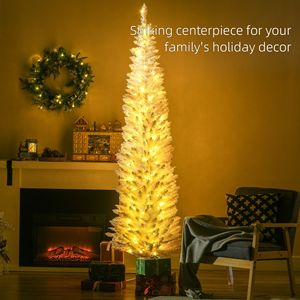 7ft Slim Artificial Christmas <b>Tree</b> with Realistic Branches and Warm White <b>LED</b> Lights Pencil Christmas <b>Tree</b> for Decorative Usage - Product Image 4