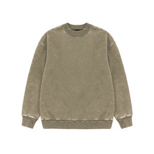 เสื้อสเวตเชิ้ตคอกลมสีเขียวมรกตสำหรับผู้ชาย ทรงโอเวอร์ไซส์ สีพื้น ผ้าถักจากฝ้าย สวมใส่สบายๆ สำหรับฤดูใบไม้ร่วง - Product Image 4