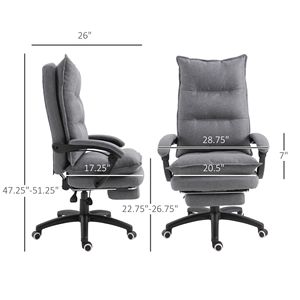 Sedia da Ufficio Direzionale con Rotazione a 360°, Reclinabile Regolabile, Poggiapiedi Retrattile, Base in Nylon, Colore Grigio, Certificata BIFMA - Product Image 3