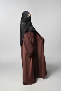 Abaya marrón de calidad superior modesta islámica para mujer, Mangas de campana de poliéster Nida, ajuste holgado antiestático, precios al por mayor - Product Image 2