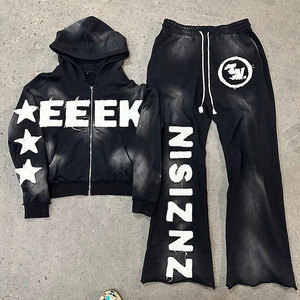 Conjunto Deportivo de 2 Piezas para Hombre, Diseño Desgastado con Parches, Estilo Informal, Ropa de Invierno, Artículo de Marca Más Vendido - Product Image 3