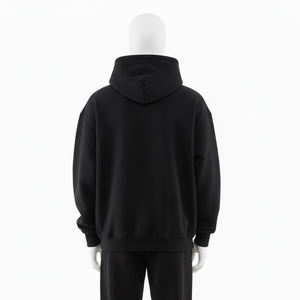Sudadera con Capucha Negra para Hombre, Sudadera con Capucha y Logotipo Bordado Personalizado, Sudadera Holgada Informal de Estilo Urbano - Product Image 5