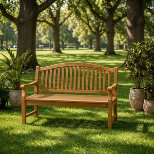 Traditional Teak Garden <b>Bench</b> Outdoor Wooden Chair Durable Park Furniture Tapered Leg Design for Hotel & Villa Use - Product Image 4