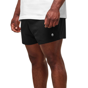 Pantalones Cortos Deportivos de Malla Transpirable para Hombre, 5 Pulgadas, para Gimnasio, Entrenamiento, Color Negro Sólido - Product Image 3