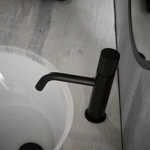 Robinet de lavabo en céramique noir moderne et contemporain pour salle de bain, mitigeur eau chaude et froide, robinets doseurs - Product Image 6