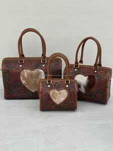 Nouveau Sac Bandoulière de Luxe en Cuir de Vachette 2026, Sac Speedy Turquoise avec Gravure Florale en Cuir Faite à la Main, Sac de Voyage - Product Image 4