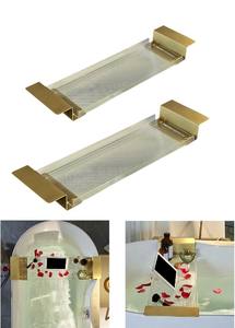 Plateau de bain extensible en acrylique transparent élégant, léger et multifonctionnel, pour salle de bain de mariage, avec un design moderne - Product Image 2