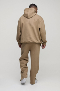 Survêtement Homme Oversize Personnalisé en Coton Molletonné Kaki – Ensemble Deux Pièces : Sweat à Capuche et Pantalon de Survêtement Ample à Fentes Latérales – Marque Privée OEM - Product Image 2
