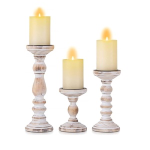 Portavelas rústico de madera con acabado de vetas naturales para velas de té, decoración de mesa y estantería - Product Image 4