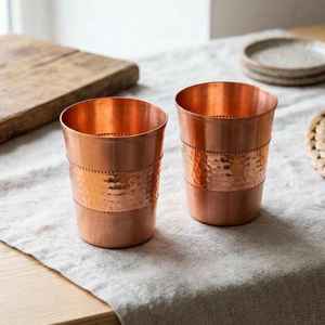 Ensemble de gobelets en cuivre pour boissons, verres à eau en métal, finition martelée lisse, tasses réutilisables pour cuisine, vente en gros - Product Image 4