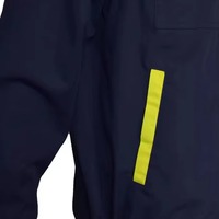 Overol de Trabajo Azul Marino para Hombre con Franjas Reflectantes Amarillas de Alta Visibilidad, Impermeable, Talla Grande, Uniforme de Poliéster
