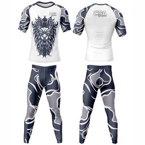 Combinaison de compression pour homme au design élégant, impression par sublimation, qualité exceptionnelle, tissu respirant, manches longues, ensemble de rashguard MMA - Product Image 1