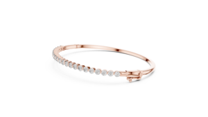 AFFORDABLE LAB GROWN Round DIAMOND <b>BANGLE</b> SAFETY LOCK 18KT <b>SOLID</b> ROSE <b>GOLD</b> RHODIUM PLATED LUXURY GIFTING PARTY EVERYDAY WEAR - Product Image 2