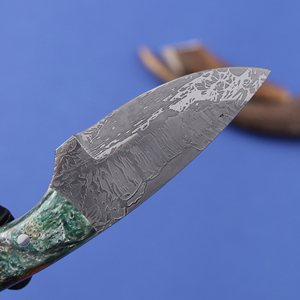 Cuchillo de caza OEM personalizado con hoja fija de acero 12C27 grabado al ácido, mango de resina de grado industrial y diseño Drop Back Skinner - Product Image 4