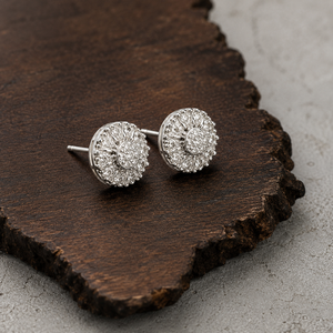 Boucles d'oreilles clous en argent sterling 925 avec moissanite taille brillant ronde, motif soleil, bijoux fins de luxe tendance hip-hop personnalisés - Product Image 3