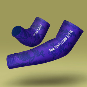 Manga de compresión para brazo, longitud completa, estampado floral, verde, poliéster, UPF50+, ropa deportiva para mujer - Product Image 6