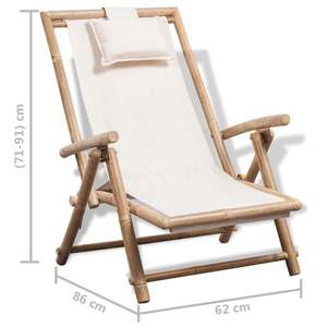 Wholesale Bamboo Deck Chair Adjustable Back Foldable Lounger Canvas <b>Seat</b> Outdoor Indoor Patio Relaxing Chair Made in Vietnam - Product Image 6