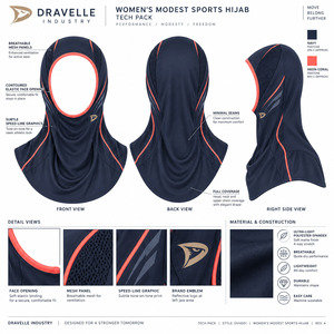 Ventilation Mesh <b>Sports</b> <b>Hijab</b> Lightweight Polyester Spandex Moisture Wicking Athletic Headscarf - Product Image 5