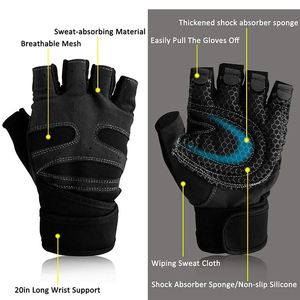 Gym <b>Gloves</b> PU Leather <b>Black</b> Breathable Non Slip Adjustable Wrist Strap Unisex Fitness Workout Gear training gym - Product Image 4