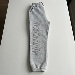 Heather Grey Sweatpants <b>White</b> Drawstring Cuffed <b>Joggers</b> Vertical Leg Logo Print Casual Streetwear OEM ODM Apparel - Product Image 3