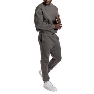2025 personnalisé hommes coton lourd deux pièces survêtement ensemble Boxy Fit brodé conception poche hiver solide motif survêtement - Product Image 3