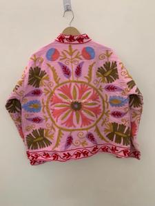 Veste en coton brodée florale de style bohème, col mandarin, manches longues, vêtements d'extérieur pour femmes, printemps - Product Image 3