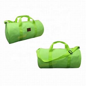 Premium Navy Blue Canvas Barrel Bag Large Capacity Minimalist Gym Duffle with Retro Leather Patch and Reinforced Webbing Handles - Product Image 4