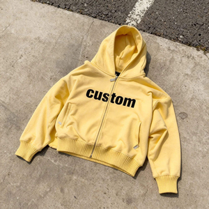 Hoodie court personnalisé pour homme, style streetwear unisexe, fermeture éclair, style Harajuku, vente en gros, hoodies et sweat-shirts grande taille pour homme - Product Image 1