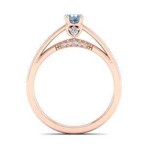 Bague en or massif 14 carats avec pierre précieuse aigue-marine ronde de 0,25 carat et moissanite certifiée GRA, prix d'usine REYES en gros - Product Image 4