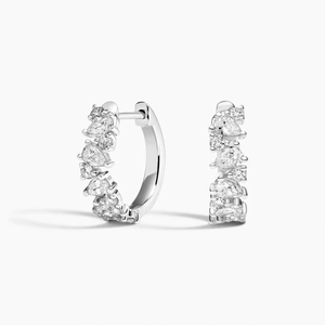 Pendientes de Aro de Oro Blanco con Diamantes, Corte Brillante Redondo, Color G, Cultivados en Laboratorio, Certificados, Joyería Clásica para Mujer - Product Image 5