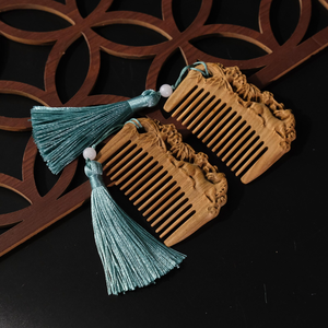 Wooden <b>Hair</b> Comb Handmade Floral Design <b>Flower</b> Carved Green Sandalwood Comb <b>Hair</b> Comb, Eco-Friendly <b>Hair</b> Care Tool - Product Image 5