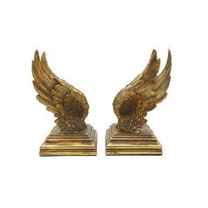 Antique design cast aluminum swan wings bookend set bronze finish decorative metal book holder vintage luxury desk organizer - Product Image 1
