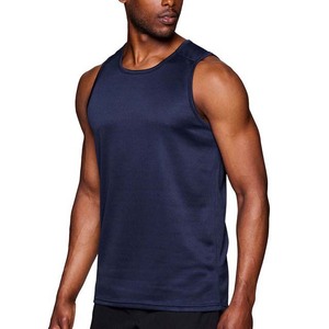 Men's <b>Navy</b> Blue Sleeveless Tank <b>Top</b> O-Neck Solid Color Knitted Breathable Casual Sport Wear Men's Tank <b>Tops</b> - Product Image 4