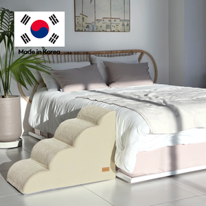 [AllmioPet] Indoor Dog <b>Cat</b> Stair Cloud Fabric Beige 4 Step Comfortable Pet Steps for <b>Couch</b> Bed Height - Product Image 1