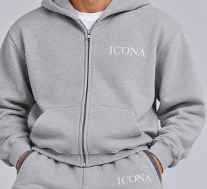 Conjunto Deportivo de Dos Piezas para Hombre, Sudadera con Capucha y Cremallera, Pantalones Deportivos de Felpa, Estilo Urbano Holgado, Logotipo Bordado, Ropa Deportiva Informal - Product Image 4