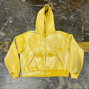 Sweat-shirt personnalisé pour homme, Hoodie épais 420 g/m², effet vieilli, coupe oversize, uni, délavé à l'acide, style vintage, effet déchiré en denim - Product Image 4
