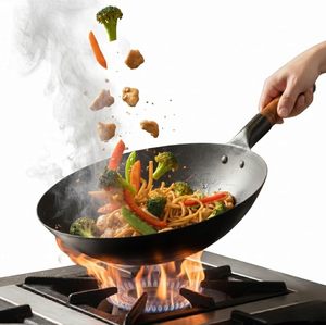 Wok Chino Tradicional de Hierro, Kadai de Calibre Grueso para el Hogar y Restaurantes, 12 Pulgadas, Negro - Product Image 6