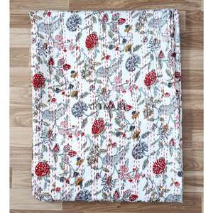 Couvre-lit Kantha fait main ART&ART, best-seller, 100% coton, imprimé à la main, motif floral, poids du tissu 220g, pour femmes - Product Image 6