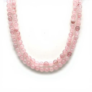 Collier en perles de quartz rose en gros, rondes de 8 mm, pierres précieuses, Mala de prière, bijoux unisexe, cadeau, méditation, yoga, fait main - Product Image 3